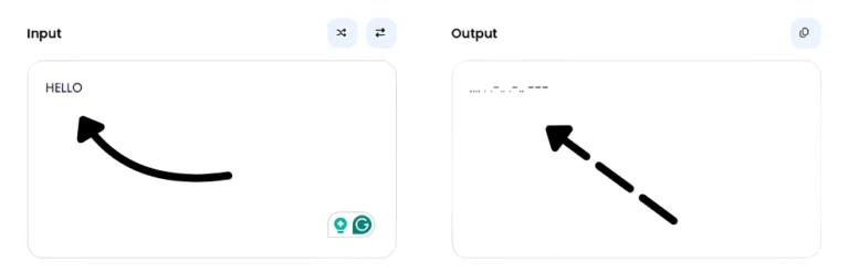 Morse code translator Hello into Morse code example image