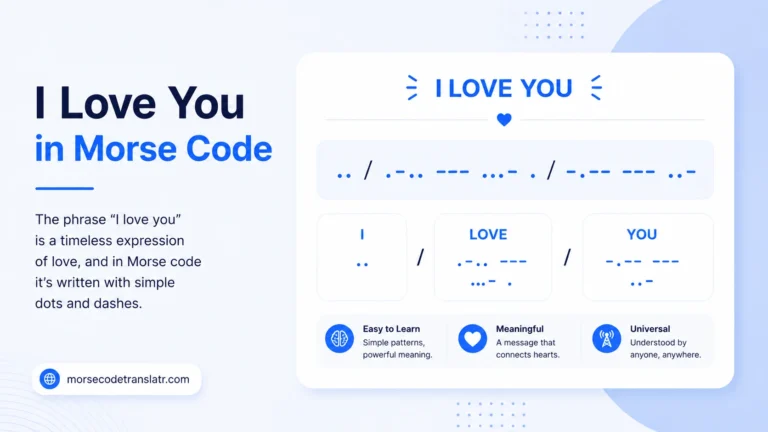 I Love You in Morse Code I love you in Morse code chart with dots and dashes