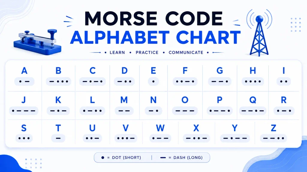 Morse code alphabet chart showing letters A to Z